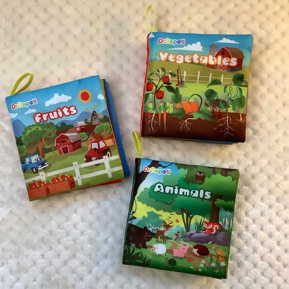Dr. Rapeti Baby Sensory Cloth Book Trio Fruit, Veggies & Animals